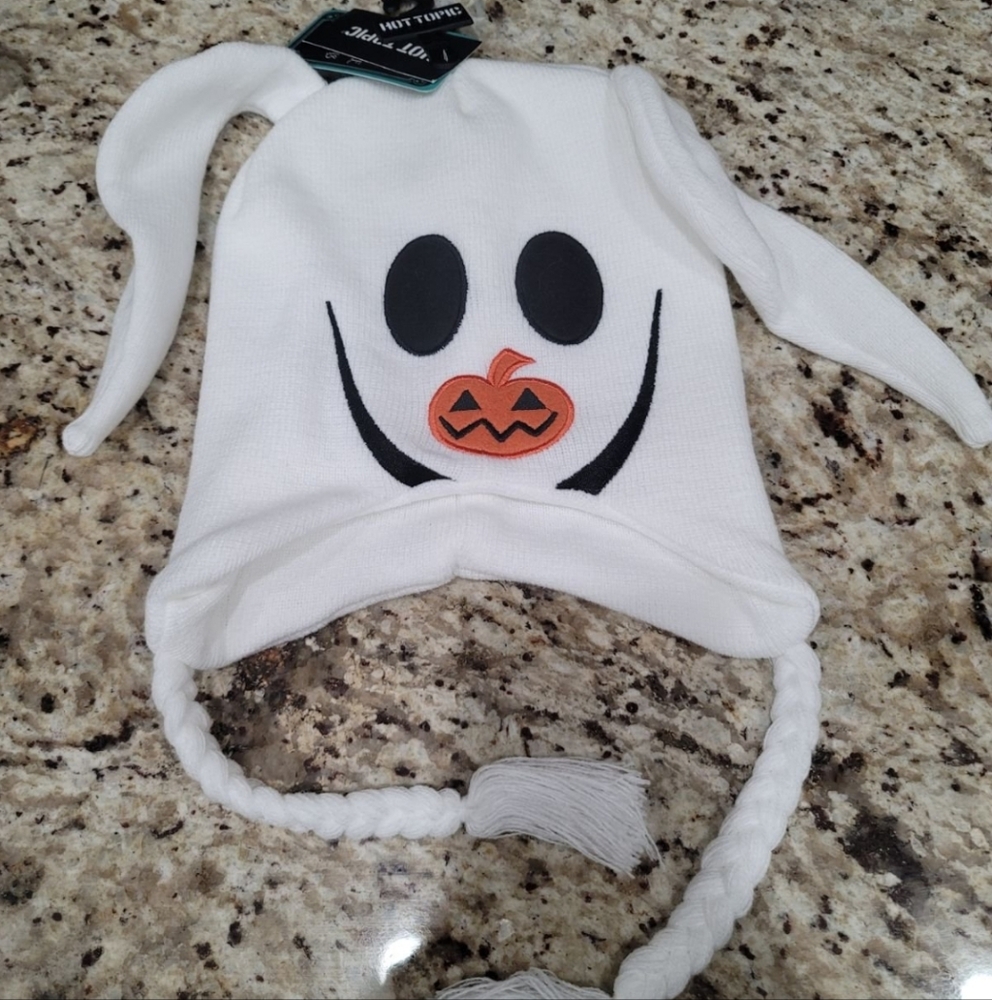 Hot Topic Nightmare Before Christmas Zero Ghost Hat Knit Beanie White Halloween - Picture 3 of 4